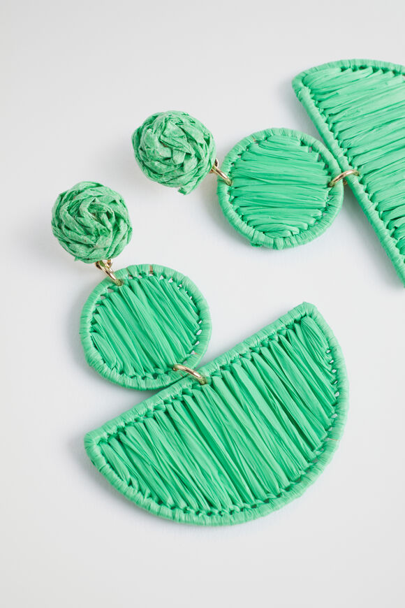 Geometric Raffia Earring  Key Lime  hi-res