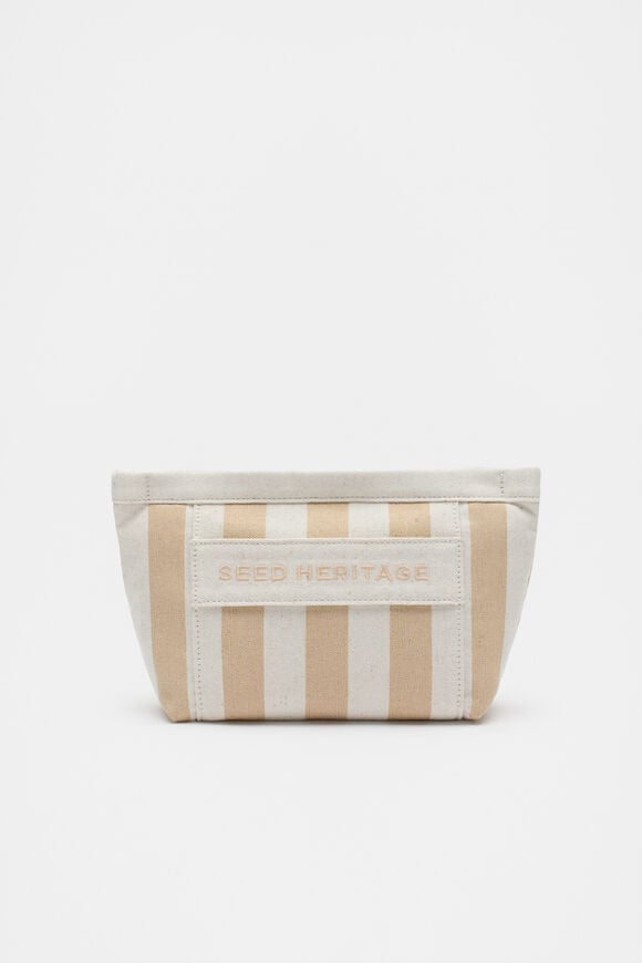Small Logo Stripe Make Up Bag  Nougat  hi-res