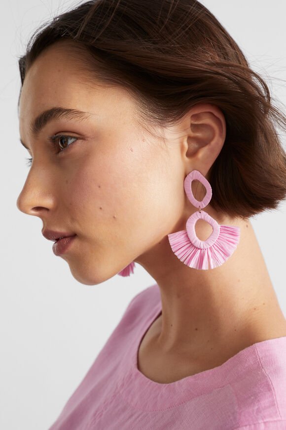 Raffia Fan Earring  Pink Gin  hi-res