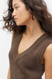 Cotton V Neck Crop Knit  Affogato  hi-res