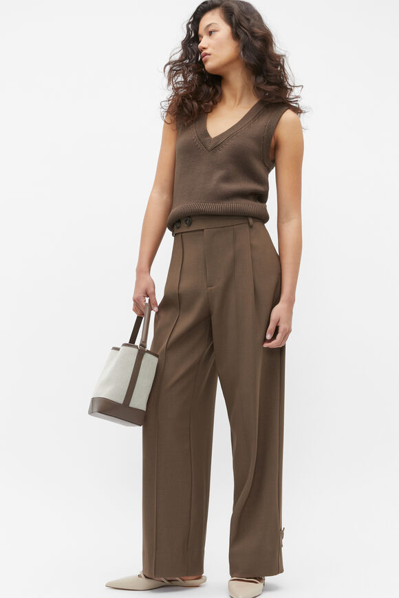 Cotton V Neck Crop Knit  Affogato  hi-res