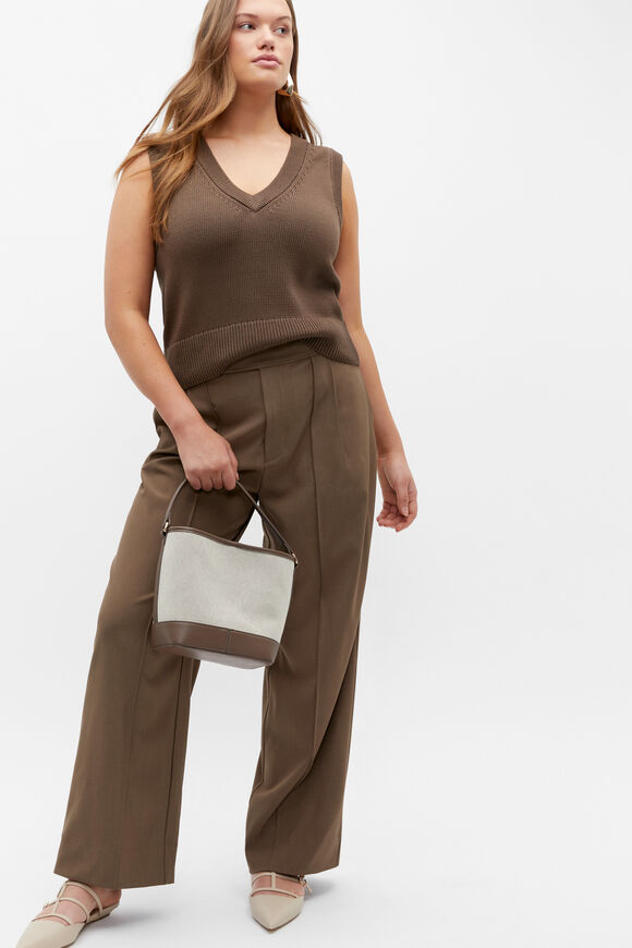 Cotton V Neck Crop Knit  Affogato  hi-res