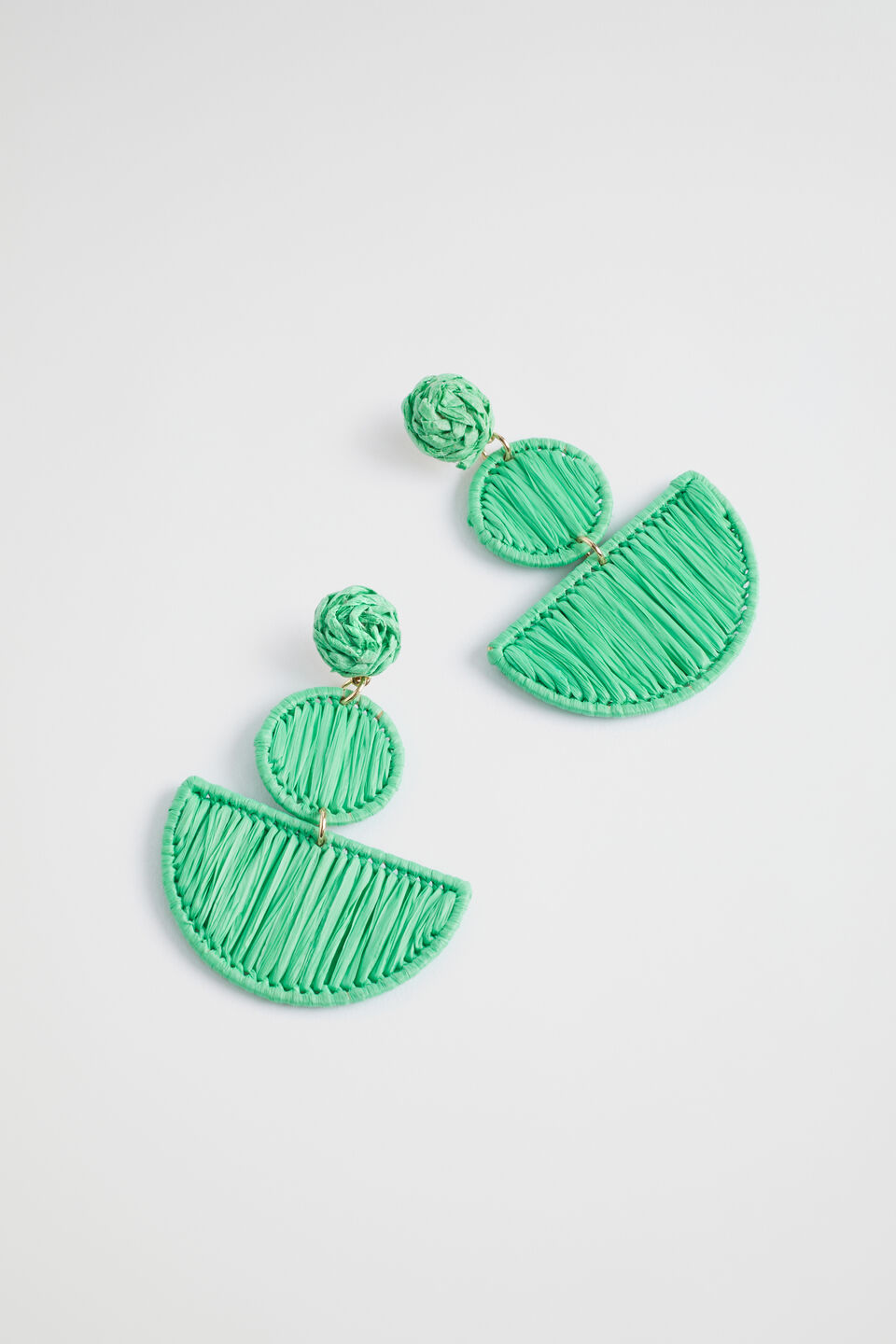 Geometric Raffia Earring  Key Lime