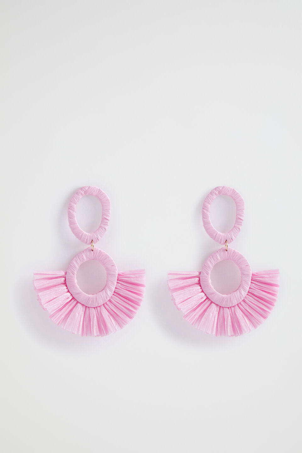 Raffia Fan Earring  Pink Gin