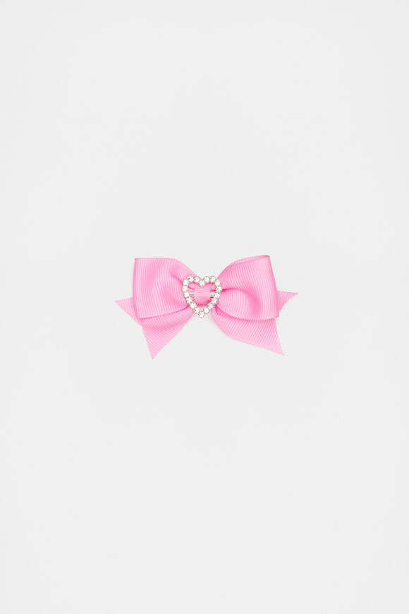 Jewel Heart Grosgrain Duck Clip  Candy Pink  hi-res