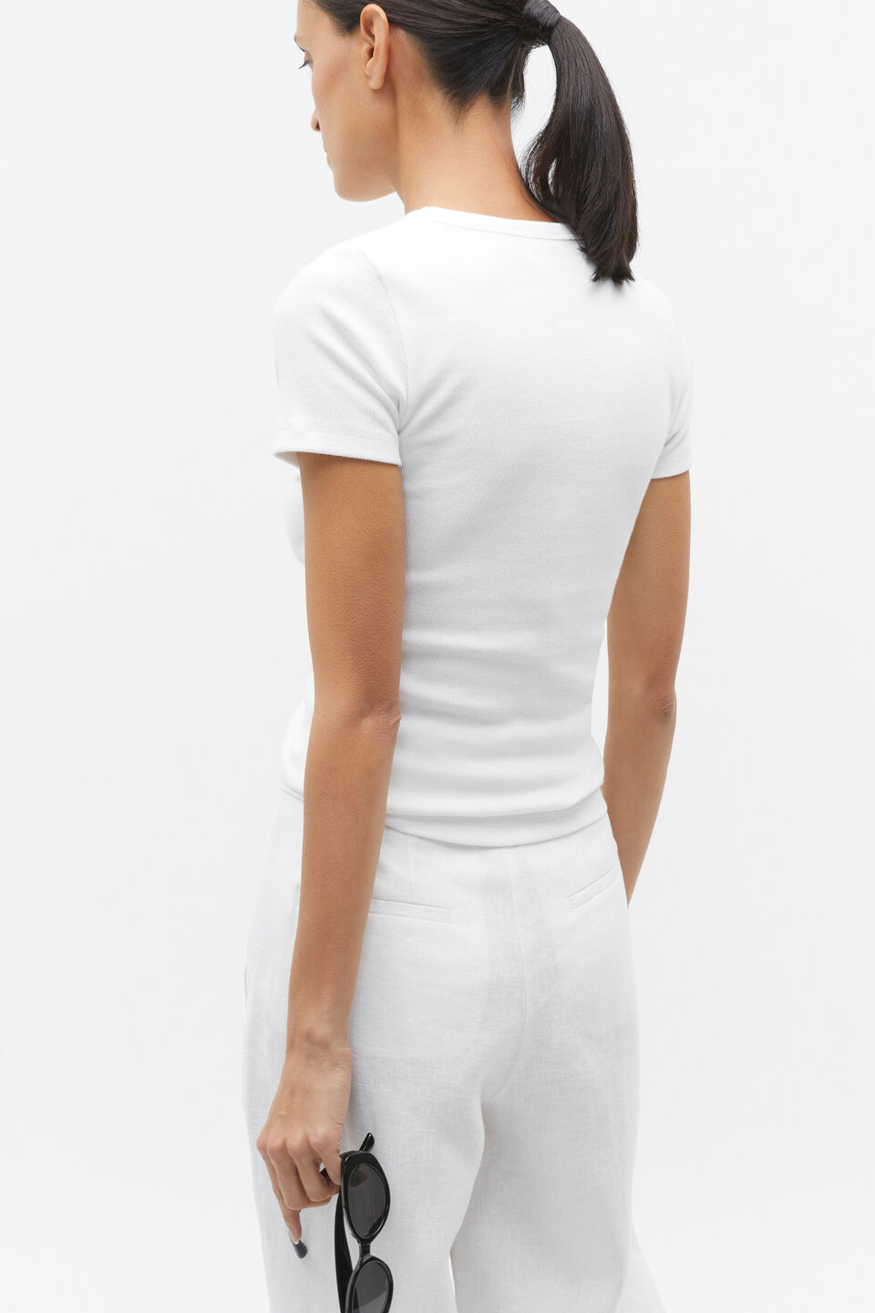Australian Cotton Rib Tee  Whisper White