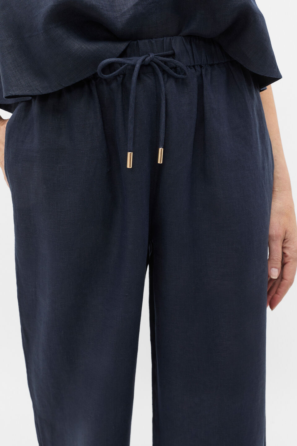 Core Linen Casual Tie Pant  Twilight Blue