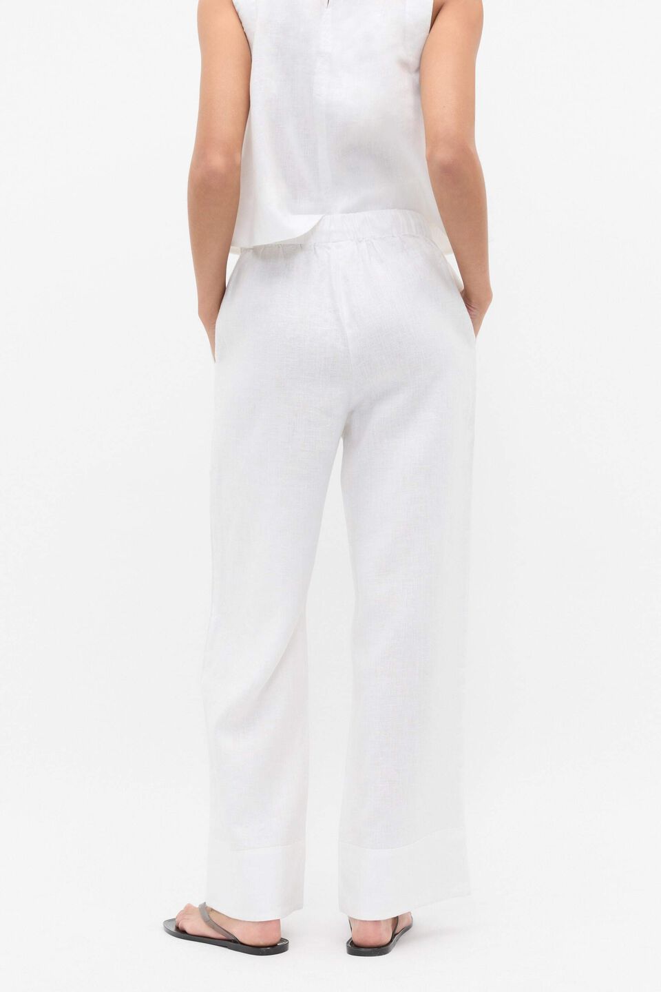 Core Linen Casual Tie Pant  Whisper White
