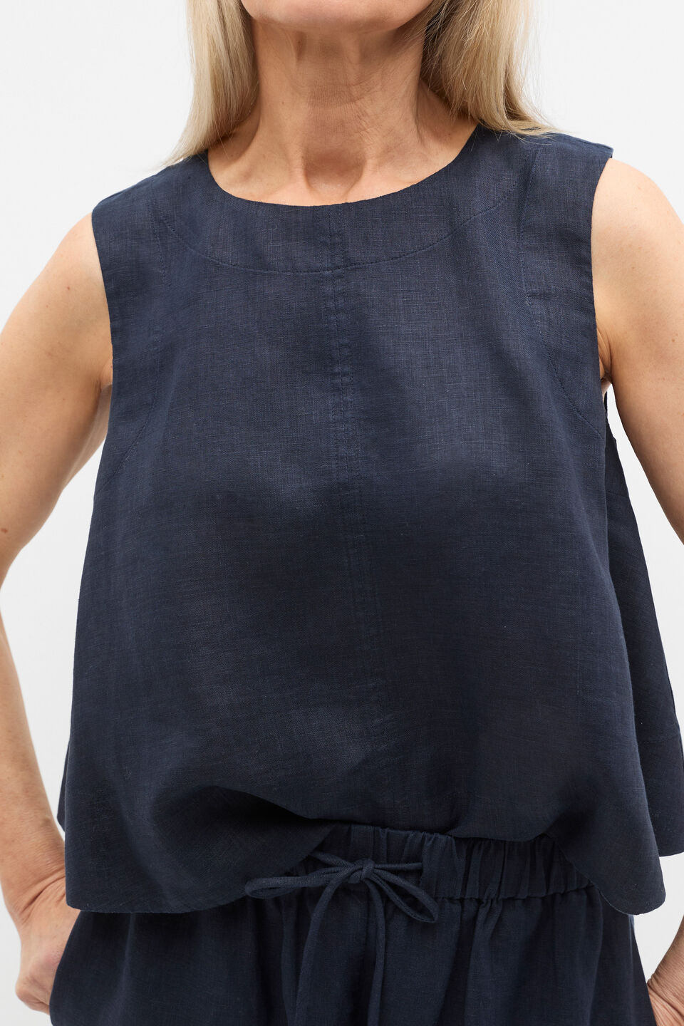Core Linen Shell Top  Twilight Blue
