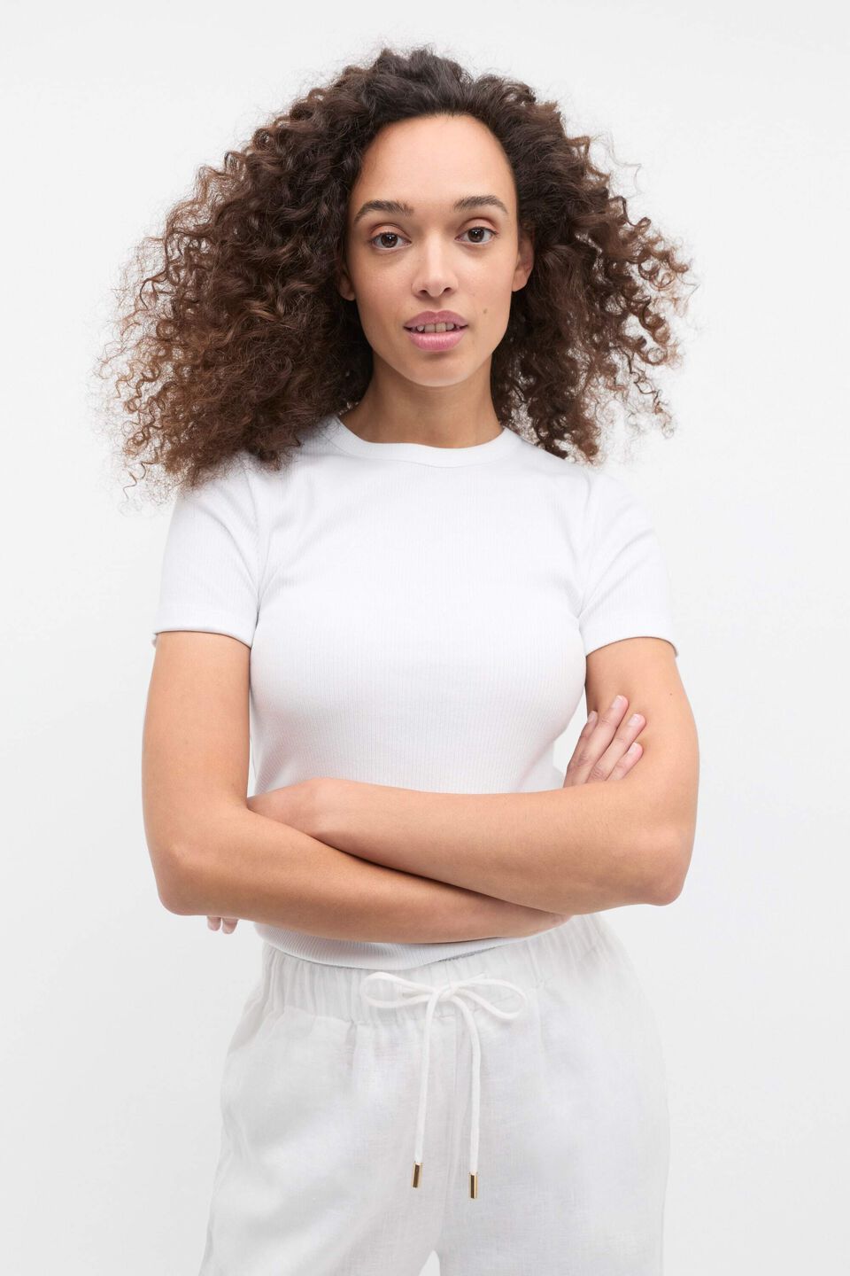 Core Australian Cotton Rib Tee  Whisper White