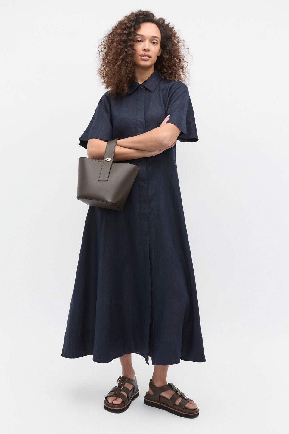 Linen Shirt Dress  Twilight Blue