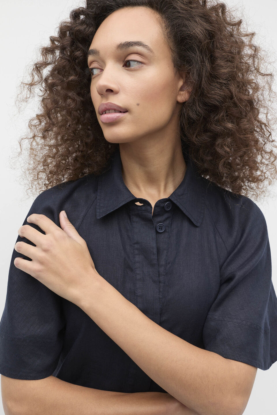 Linen Shirt Dress  Twilight Blue