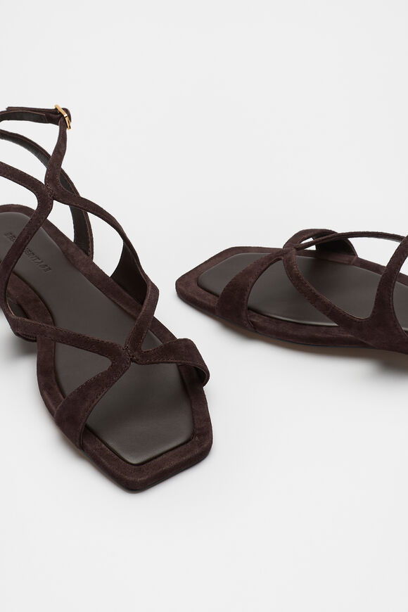 Deven Curved Strap Sandal  Chocolate Suede  hi-res