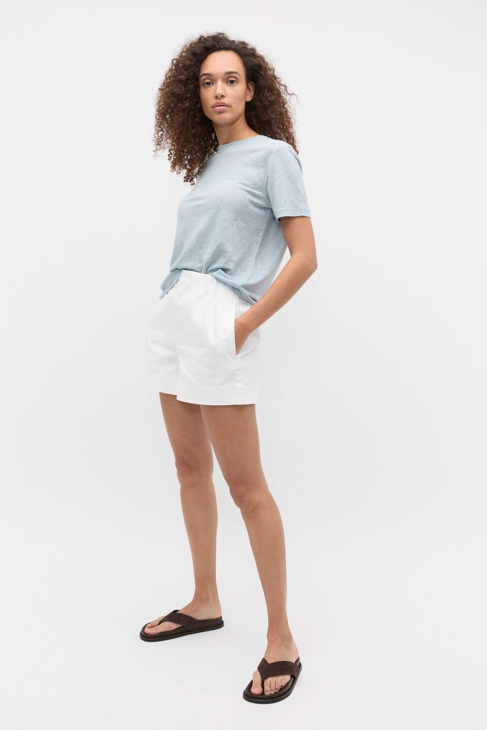 Linen Neat Tee  Bluebell
