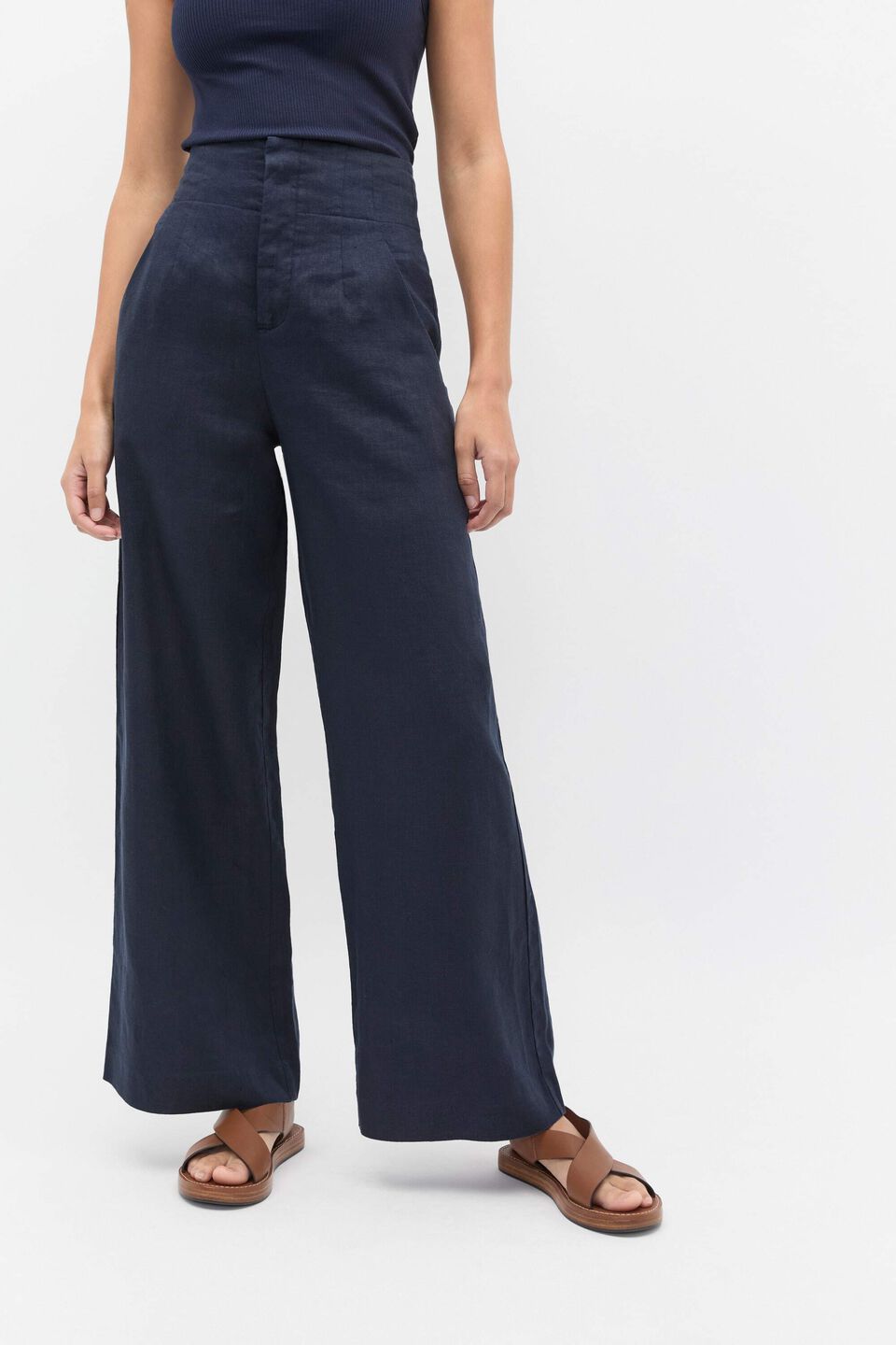 Core Linen Waisted Pant  Twilight Blue