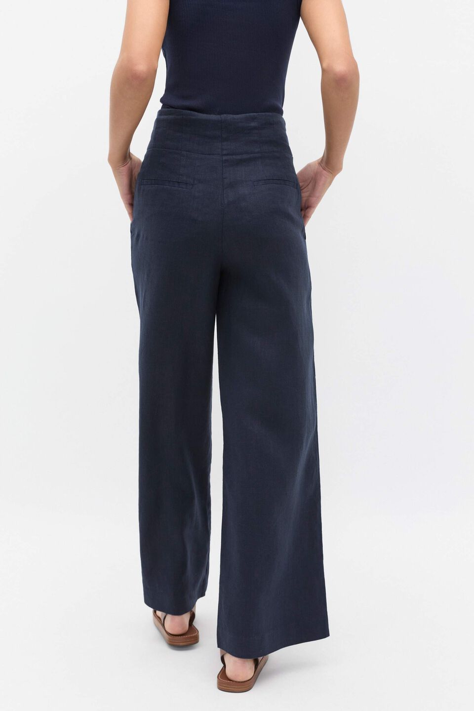 Core Linen Waisted Pant  Twilight Blue