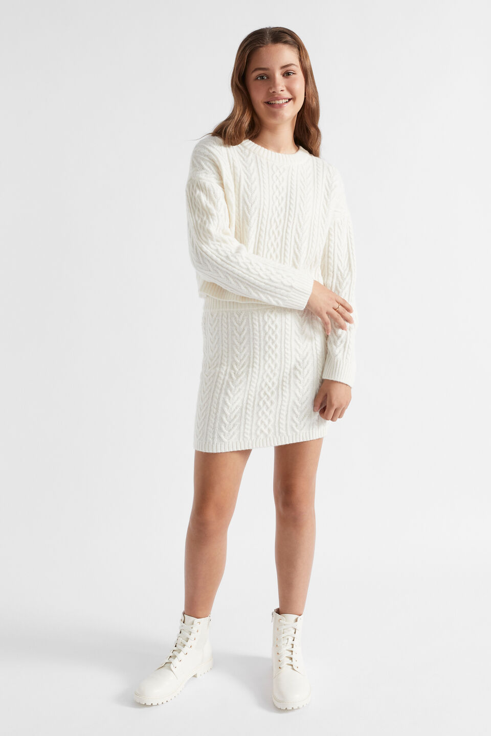 Cable Knit Skirt  Vintage Cream