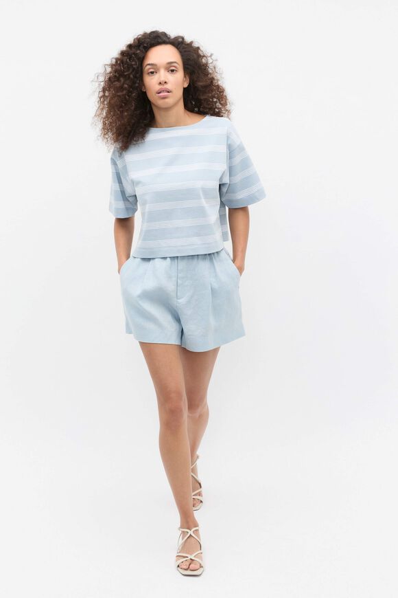Boxy Boat Neck Tee  Bluebell Stripe  hi-res