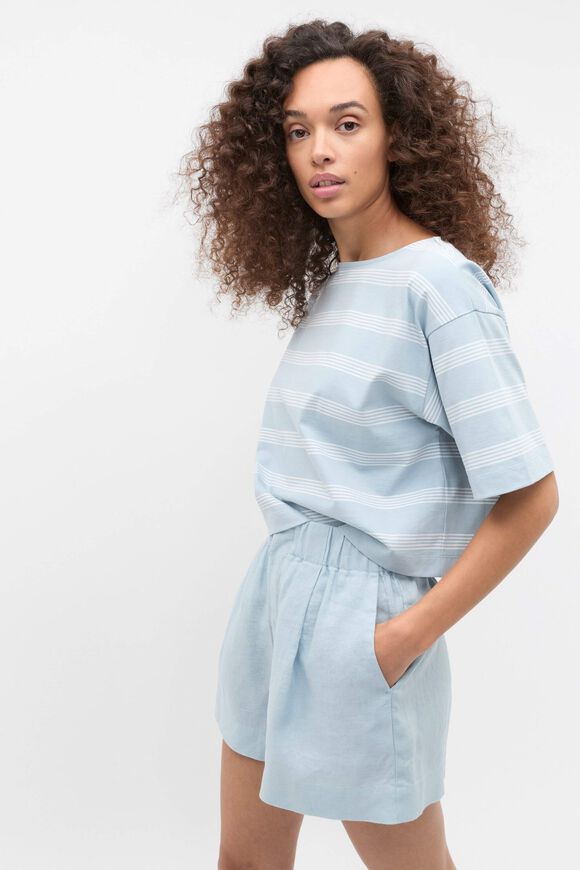 Boxy Boat Neck Tee  Bluebell Stripe  hi-res