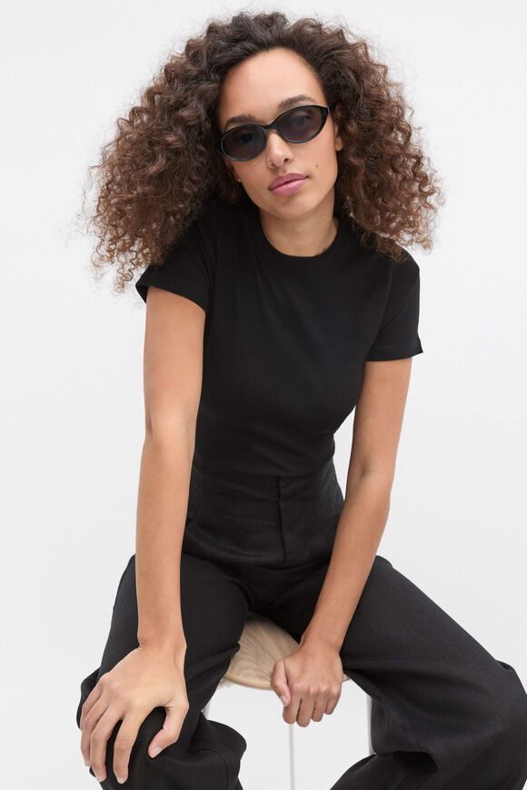Core Australian Cotton Rib Tee  Black  hi-res