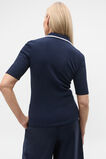 Rib Contrast Button Down Top  Twilight Blue  hi-res