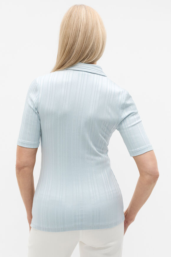 Rib Half Placket Polo Top  Bluebell  hi-res