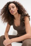 Ruffle Sleeve Rib Tank  Pinecone  hi-res