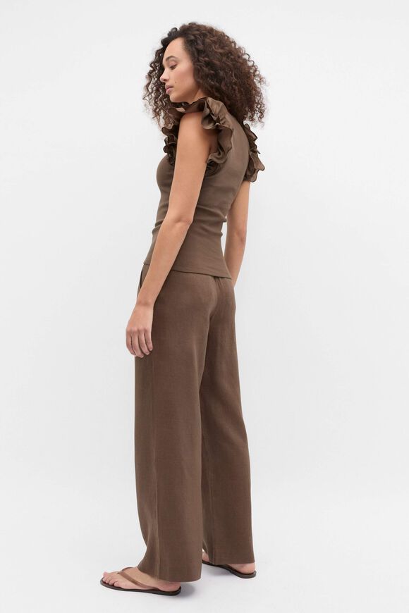 Ruffle Sleeve Rib Tank  Pinecone  hi-res
