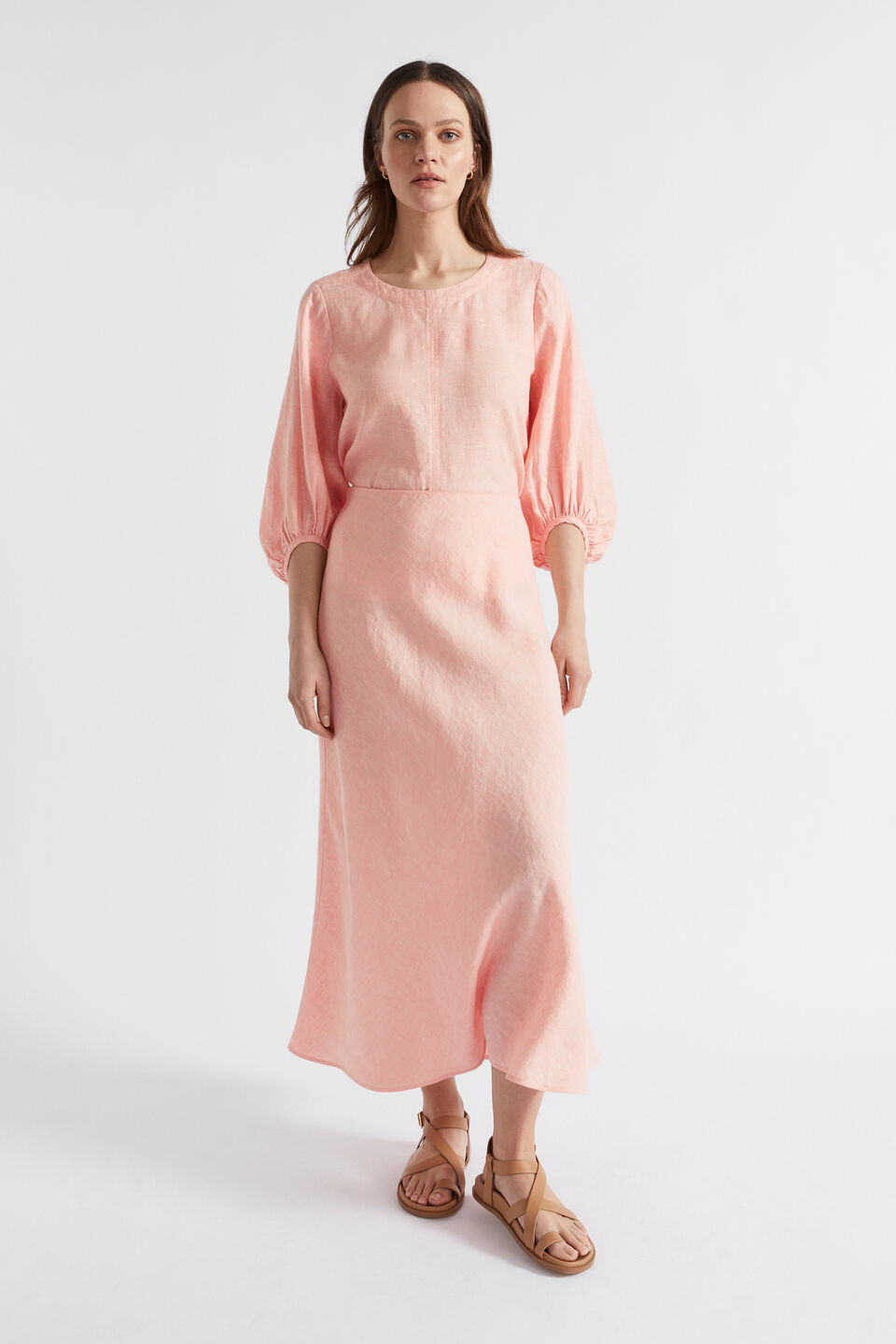 Core Linen Maxi Skirt  Tulip Pink Crossdye
