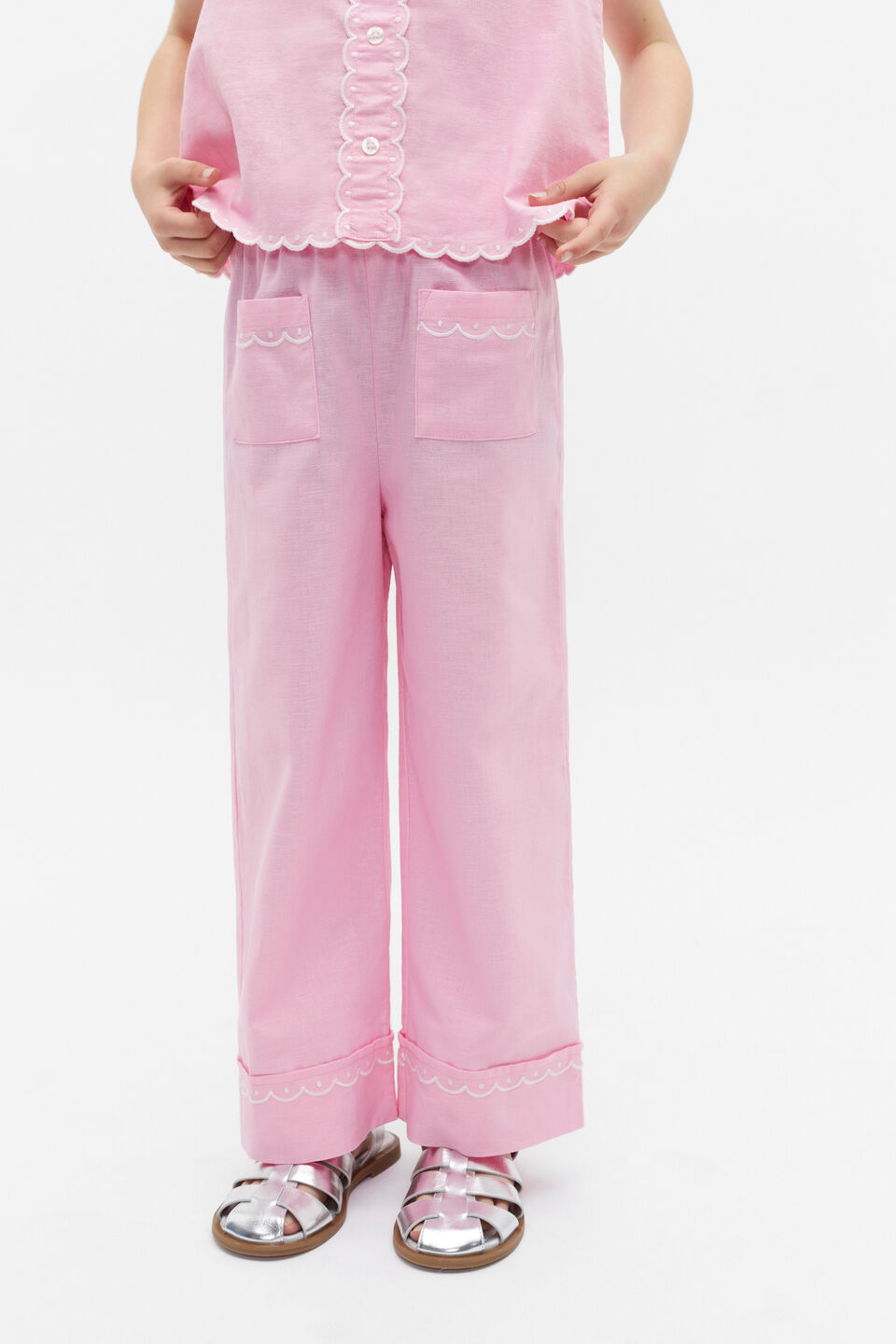 Scallop Trim Pant  Candy Pink