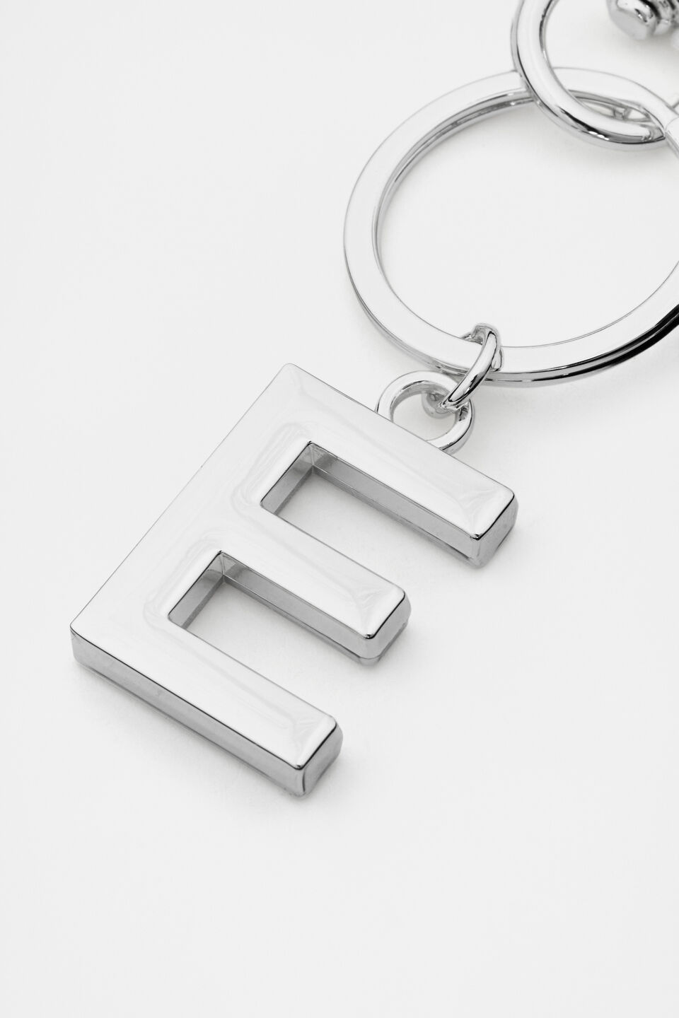 Silver Initials Keyring  E