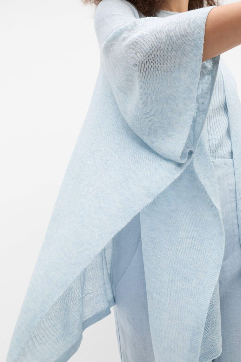 Fine Knit Poncho  Bluebell
