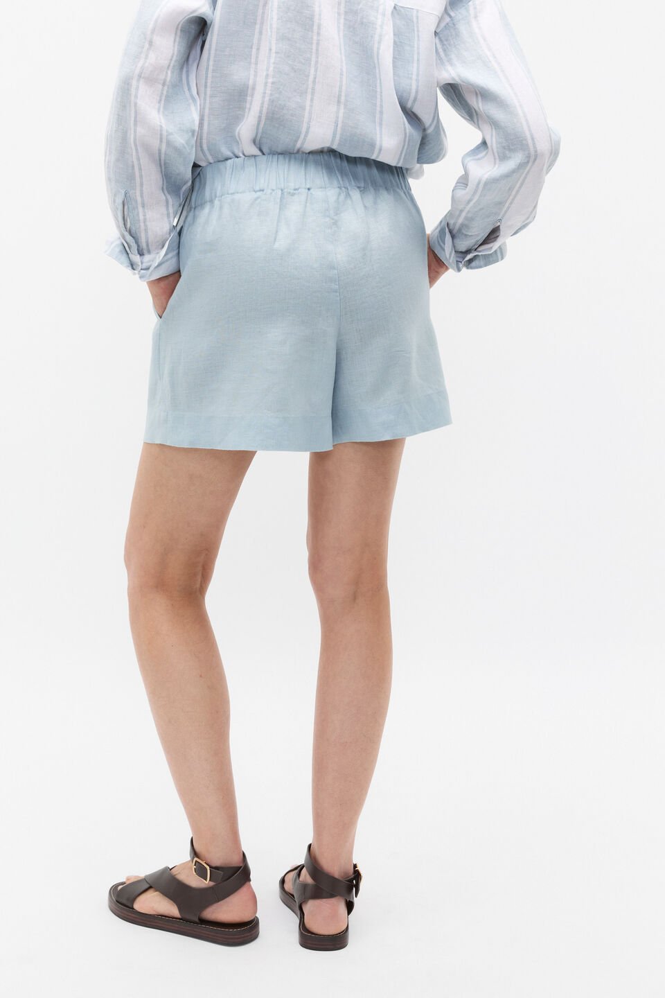 Core Linen Gathered Palazzo Short  Bluebell