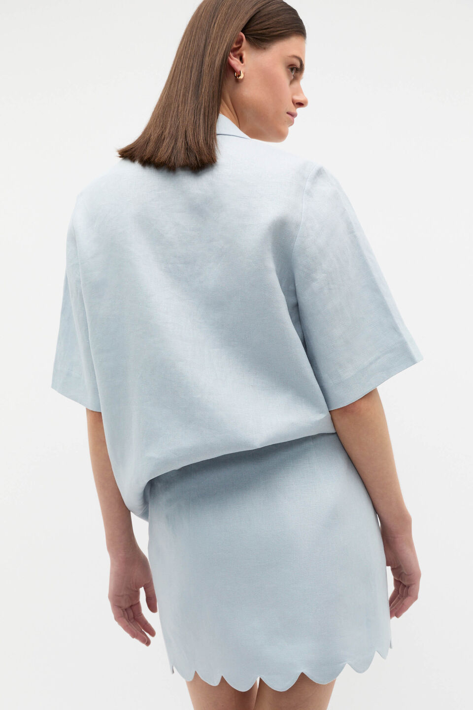 Linen Scallop Skirt  Bluebell
