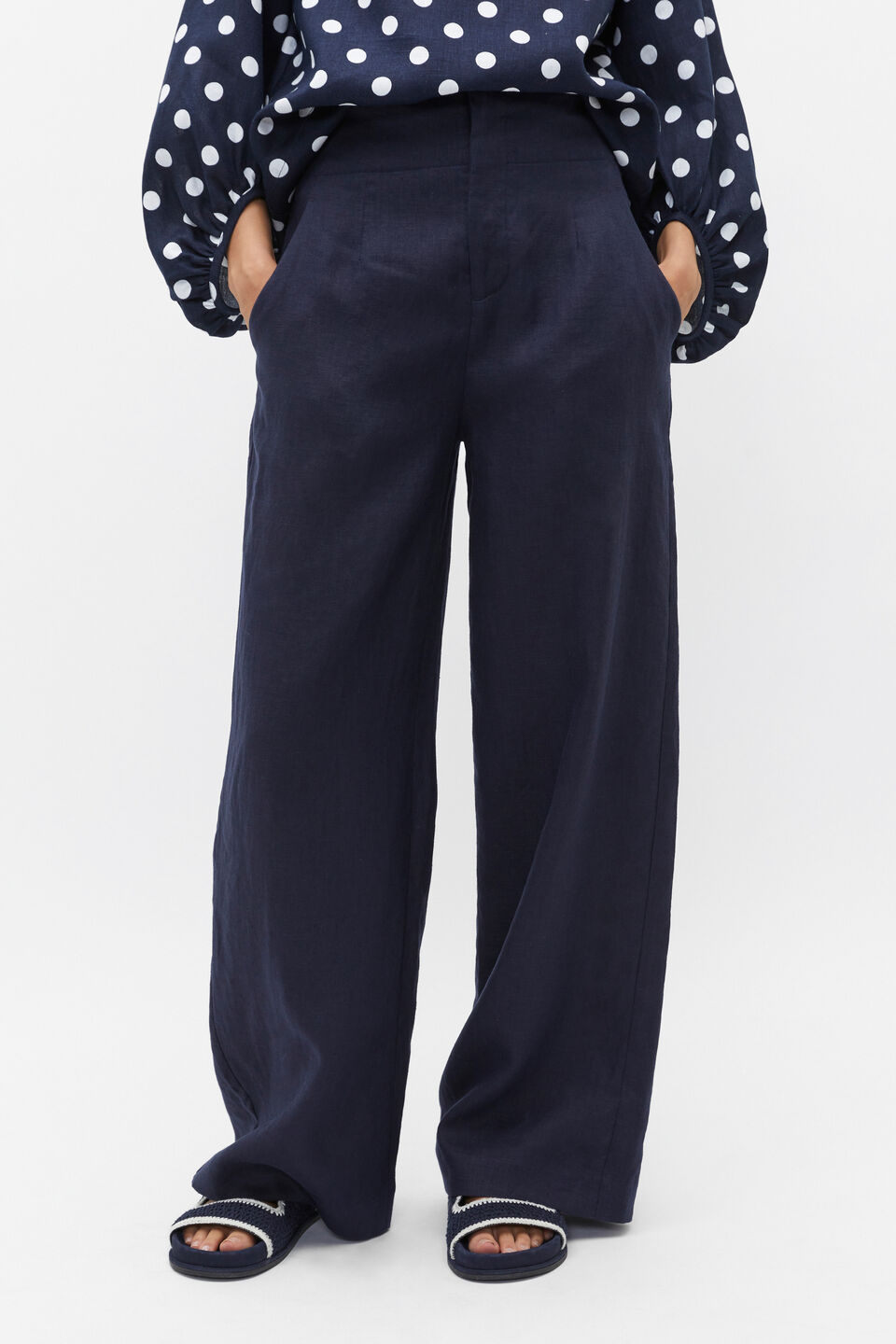 Core Linen Waisted Pant  Midnight