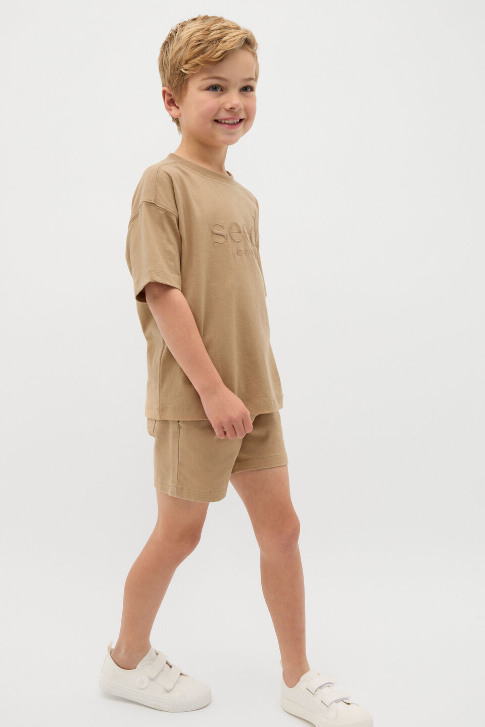 Core Oversized Logo Tee  Biscotti