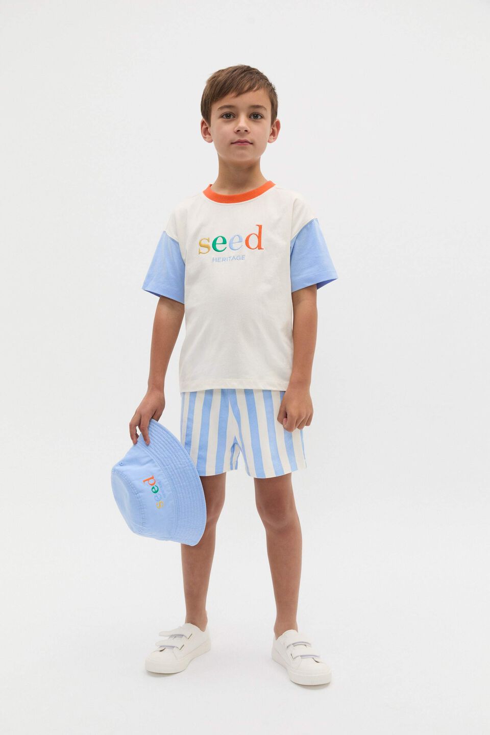 Colourblock Logo Tee  Classic Cream