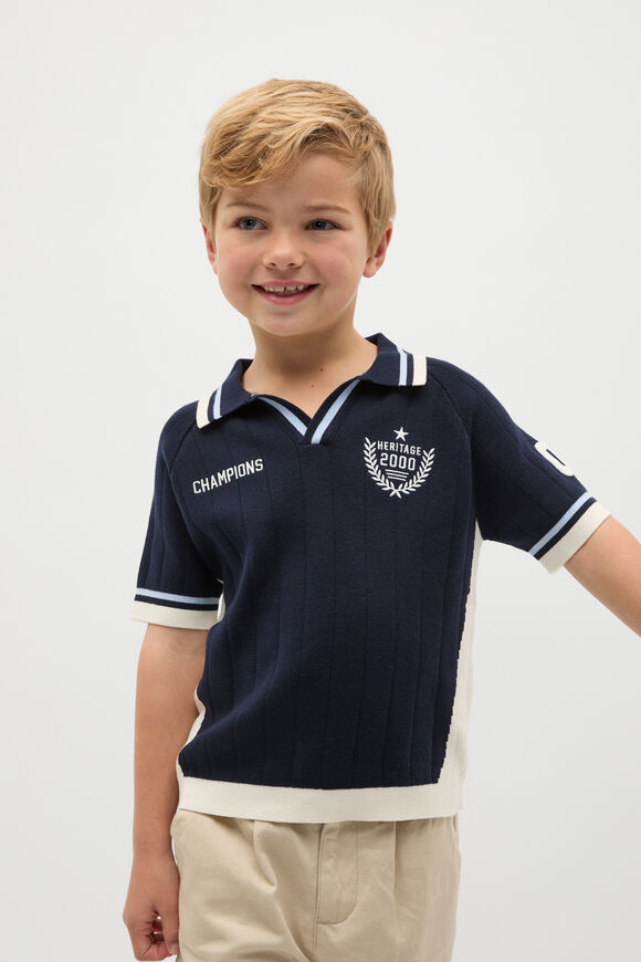 Sports Knit Trophy Polo  Midnight Blue  hi-res