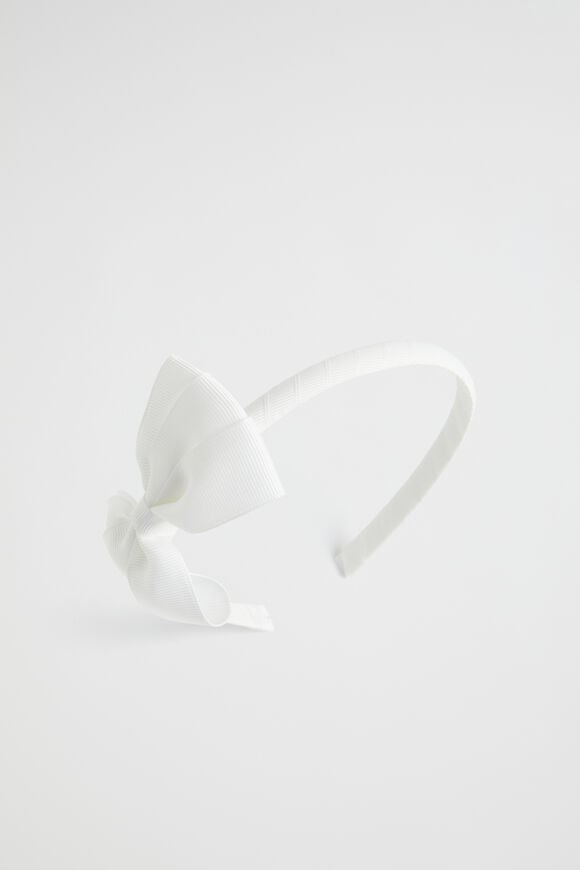 Grosgrain Bow Alice Band  White  hi-res