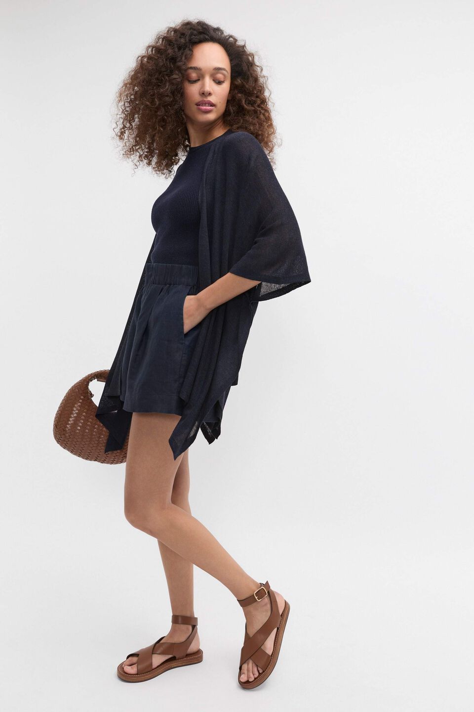 Fine Knit Poncho  Twilight Blue