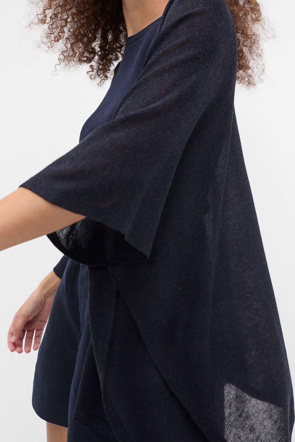 Fine Knit Poncho  Twilight Blue