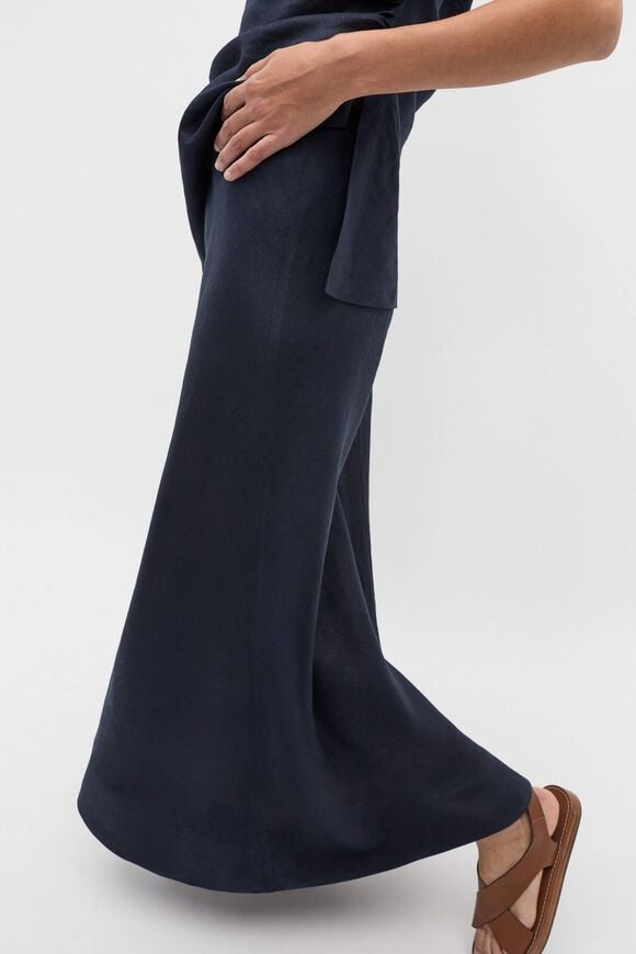 Core Linen Seam Front Skirt  Twilight Blue  hi-res