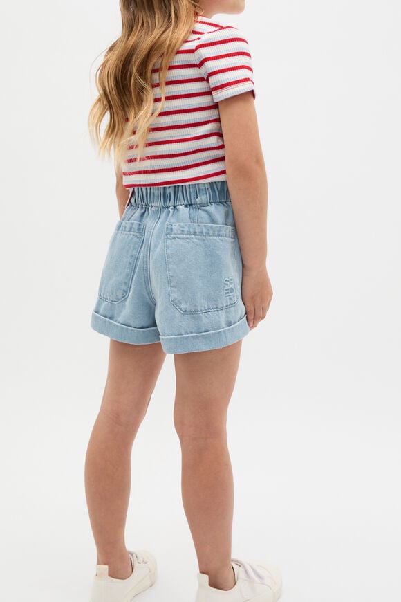 Denim Button Short  Light Wash  hi-res