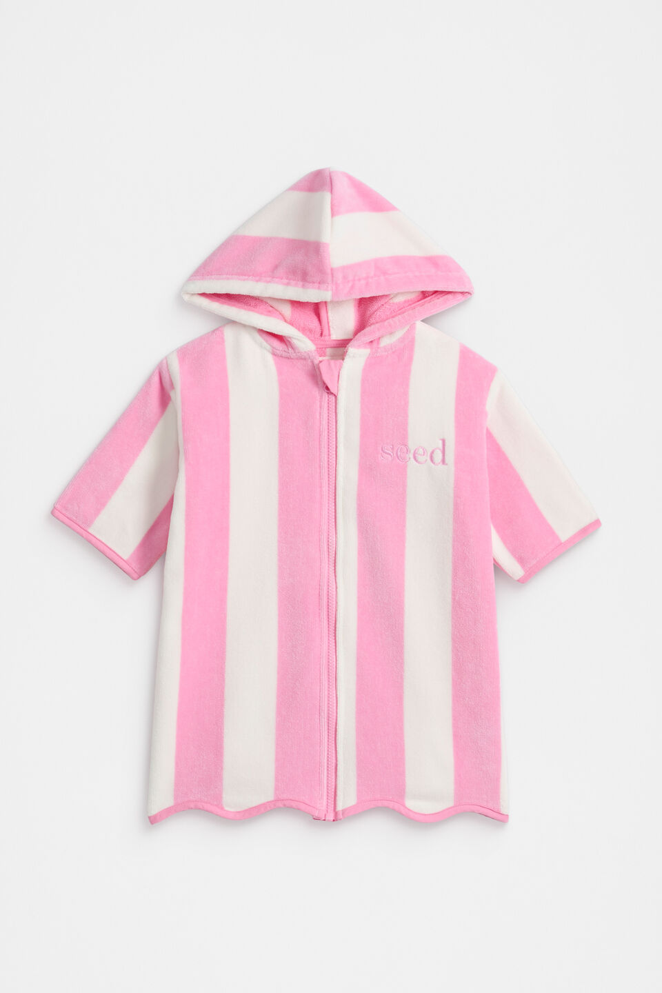 Mini Swim Zip Poncho  Candy Pink Stripe