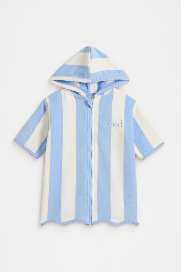 Mini Swim Zip Poncho  Luna Blue Stripe  hi-res