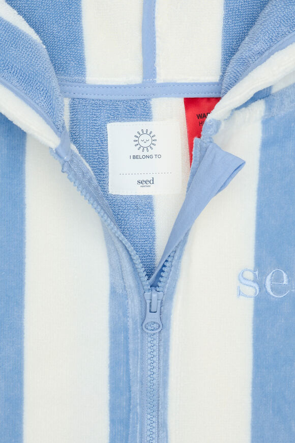 Mini Swim Zip Poncho  Luna Blue Stripe  hi-res