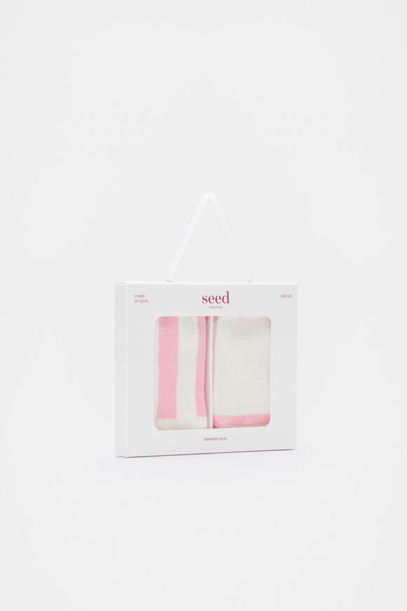 Stripe Colourblock Sock 2 Pack  Pop Pink  hi-res