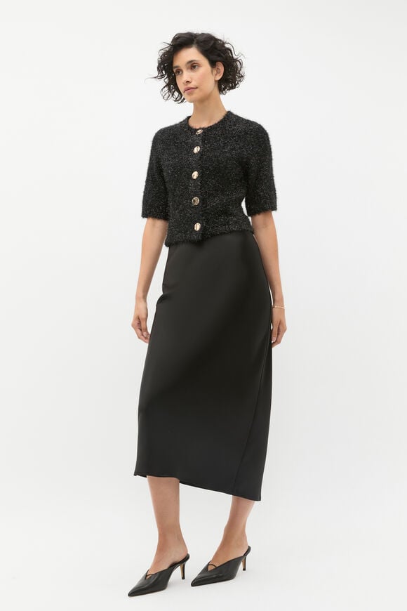 Satin Slip Skirt  Black  hi-res