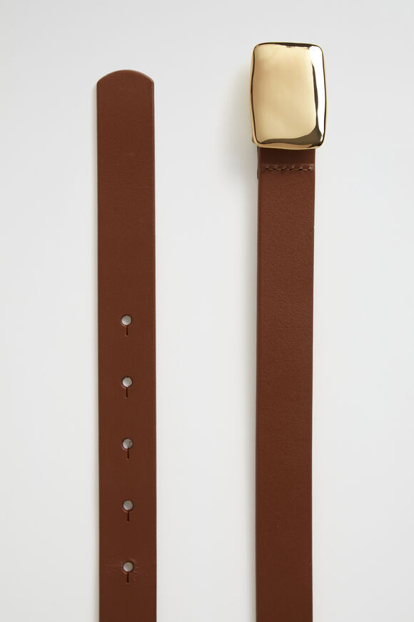 Steph Metal Buckle Belt  Dark Tan  hi-res