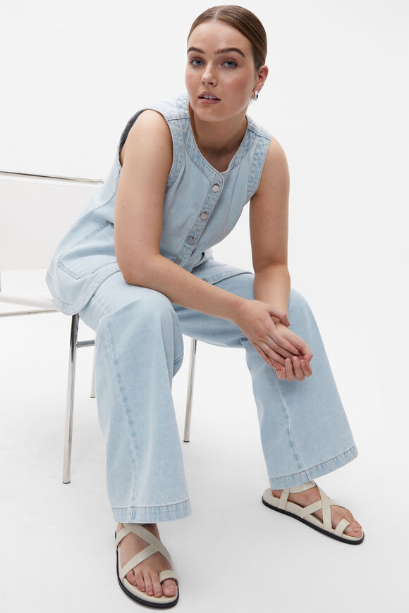 Denim Button Down Vest  Glacier Denim  hi-res
